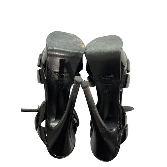 Yves Saint Laurent Tribute 105 Slingback Sandals in Nero Vitello Vernice Soft - Picture 8 of 8